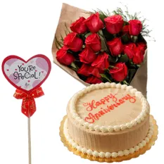 roses bouquet with mocha chiffon cake to manila