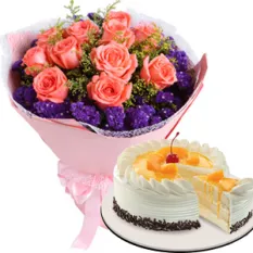 send roses with mango Cake to quezon city