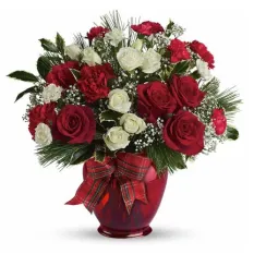 send xmas cutie red rose in vase to manila
