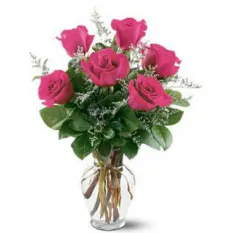 6 pieces pink rose in vase to philippines
