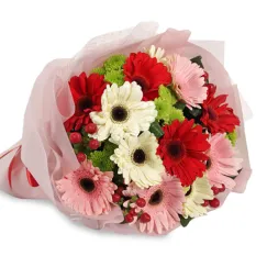 send 12 pcs. mixed color gerberas in a bouquet to manila