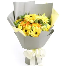 delivery 12 yellow gerberas in a bouquet to manila