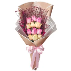 send 12 pink and peach ecuadorian roses bouquet to manila