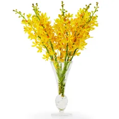 send 8 stems yellow orchid in vase to manila