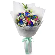 send 6 rainbow roses and 6 white roses bouquet to manila