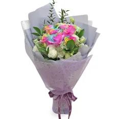 send 10 rainbow roses with 6 white roses bouquet to manila