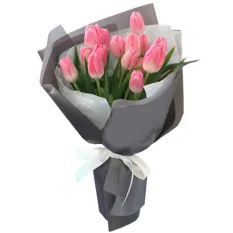 send 12 pcs fresh pink tulips in bouquet to manila