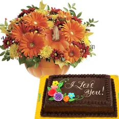 Pumpkin Flowers with Chocolate Cake