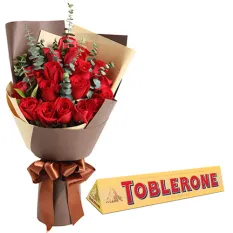 2 Dozen of Red Roses with Chocolate Bar