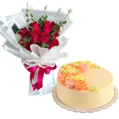 12 Red Roses with Vanilla Message Cake By Max's