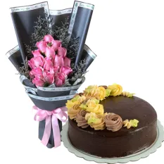 20 Pcs. Pink Roses with Chocolate Message Cake By Max's