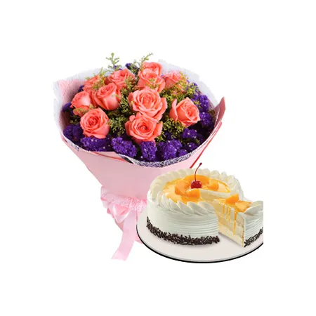 send roses with mango Cake to quezon city