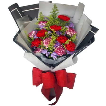 send 12 pcs. pink and red carnation in bouquet to manila