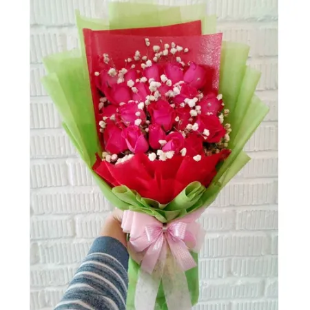 send 2 dozen of red color roses bouquet to mania