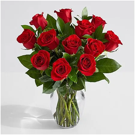 12 red roses in vase to philippines