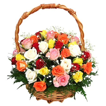 send mixed 24 fresh roses in basket to philippines