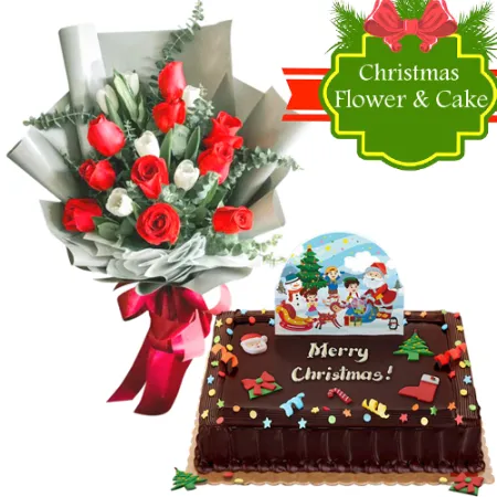 send roses and tulip with xmas chocolate cake to philippines