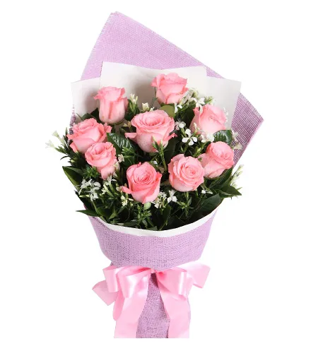 12 pink roses bouquet