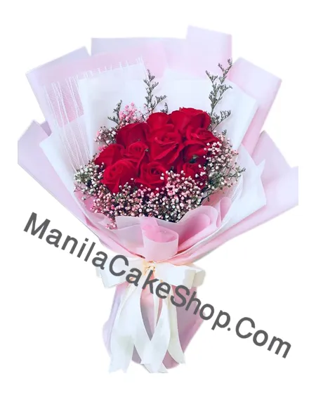 12 red roses in bouquet to manila