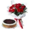 12 Pcs Red Color Roses with Contis Cake