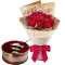 12 Red Roses with Red Velvet Torte Can Cake