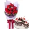 12 Red Roses with Black Forest Cake by Red Ribbon