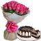 24 Pink Roses w/ Tiramisu Cake by Red Ribbon