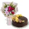6 Mixed Roses with Chocolate Message Cake By Max's