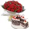 24 Red Roses with Black Forest Cake by Red Ribbon